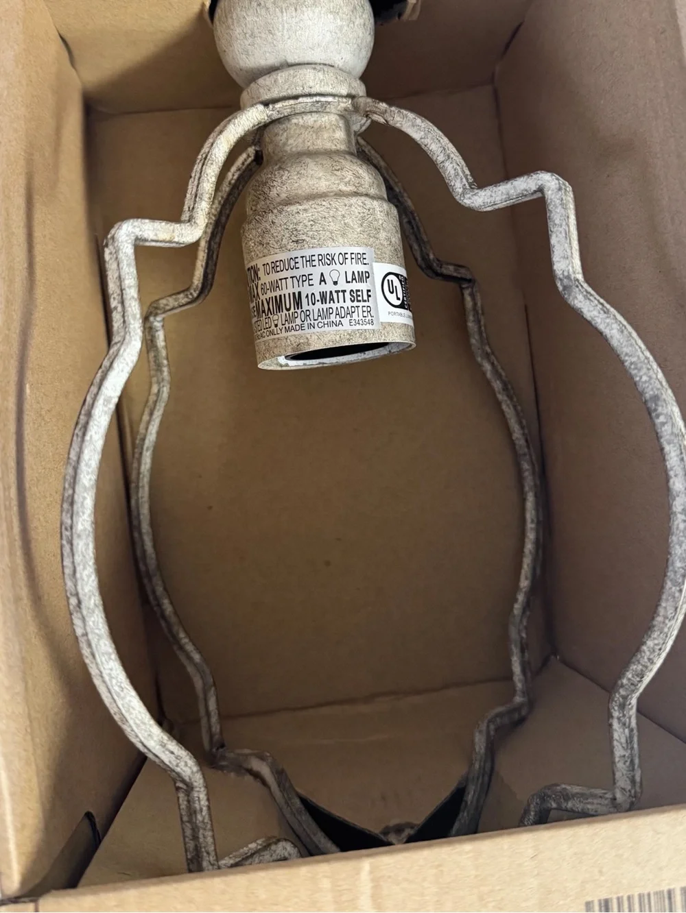 Rustic Hanging Pendant Light Plug-In Swag Light Distressed Gray Beige NWT